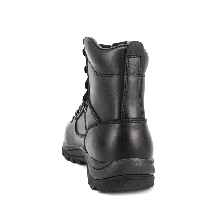 Bottes en cuir de combat de la police noire de la cheville 6105
