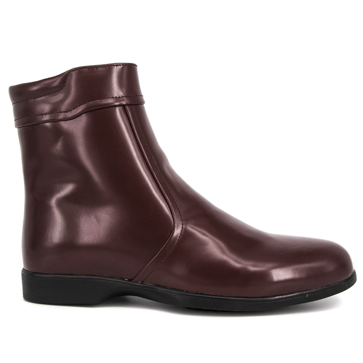 Chaussures de bureau en cuir brun rouge à la cheville 1248