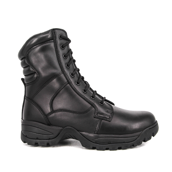 Boots en cuir militaire de police de police noire 6273