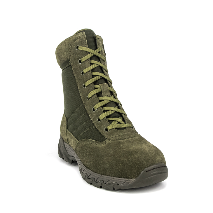 Bottes de désert en cuir zip-zip olive 7254