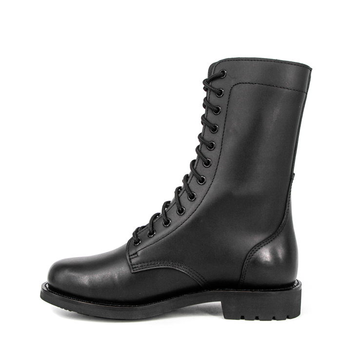 Bottes de cuir authentique noir de l'armée masculine 6276