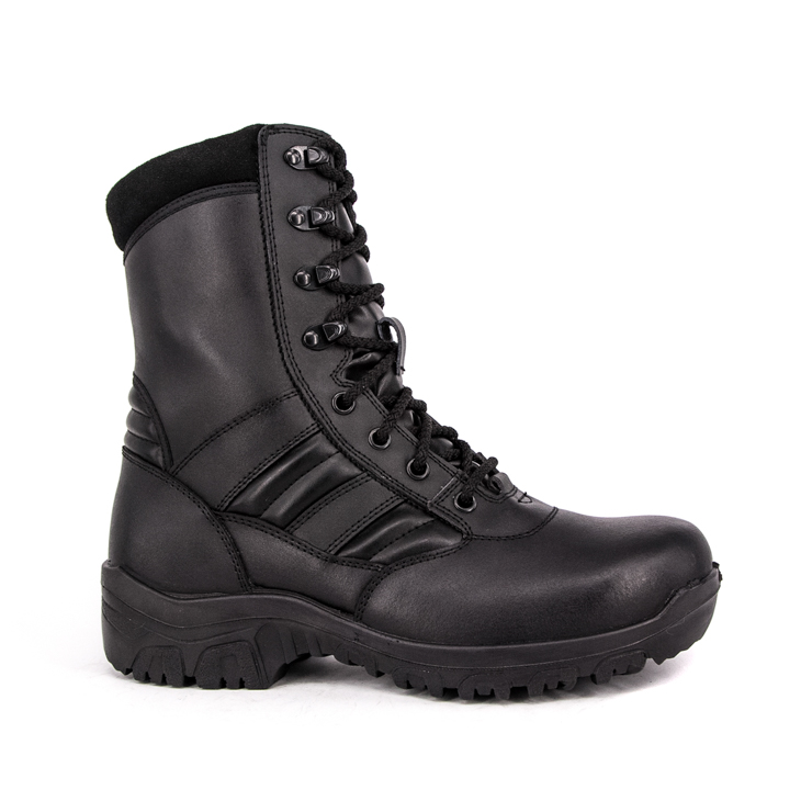 Combatter les bottes en cuir complet en cuir tactique en noir tactique durable 6234