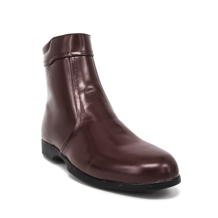 Chaussures de bureau en cuir brun rouge à la cheville 1248