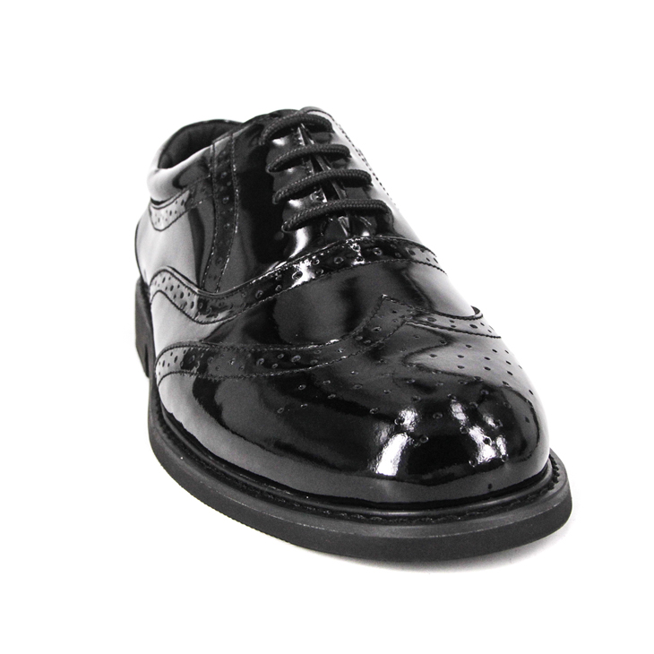 Chaussures de bureau militaire brillant noir brillant 1282