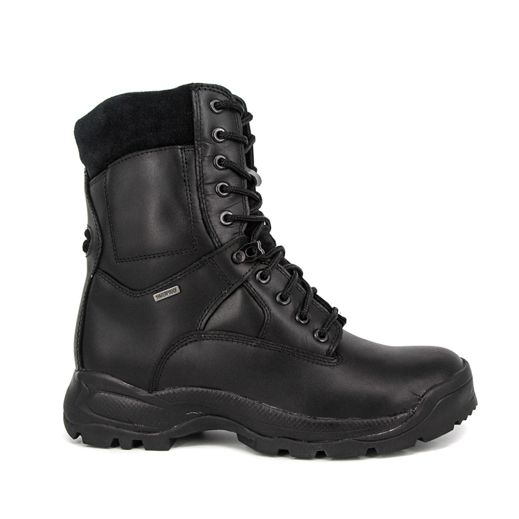 Combat de combat Boots en cuir complet en cuir noir étanche durable 6237
