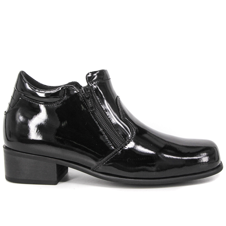 Chaussures de bureau brillantes en cuir bas brevet à talon 1113