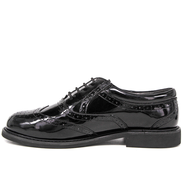 Chaussures de bureau militaire brillant noir brillant 1282