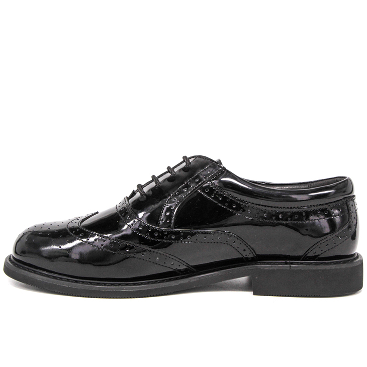 Chaussures de bureau militaire brillant noir brillant 1282
