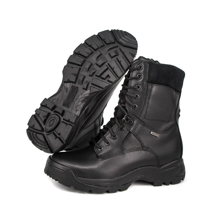 Combat de combat Boots en cuir complet en cuir noir étanche durable 6237