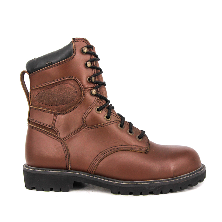 Bottes en cuir complet militaire de la cheville féminine 6274