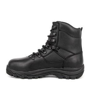 Bottes en cuir de combat de la police noire de la cheville 6105
