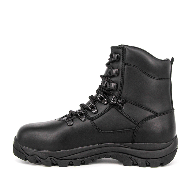 Bottes en cuir de combat de la police noire de la cheville 6105