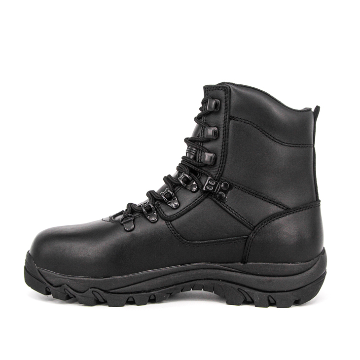 Bottes en cuir de combat de la police noire de la cheville 6105