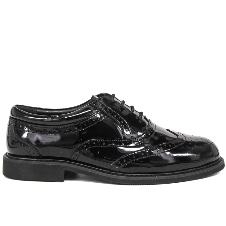 Chaussures de bureau militaire brillant noir brillant 1282