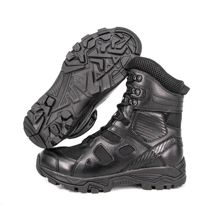Bottes tactiques militaires en cuir noir en gros 4277
