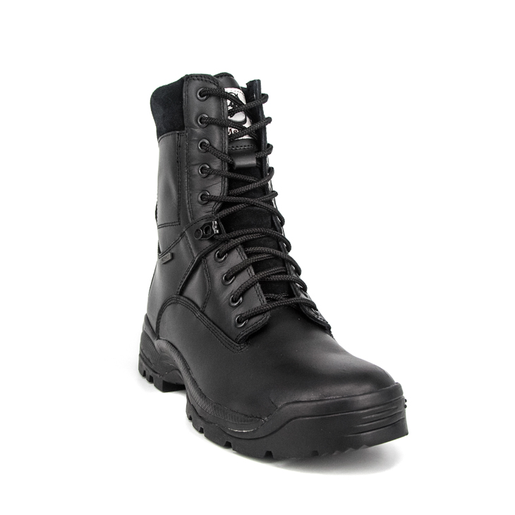 Combat de combat Boots en cuir complet en cuir noir étanche durable 6237