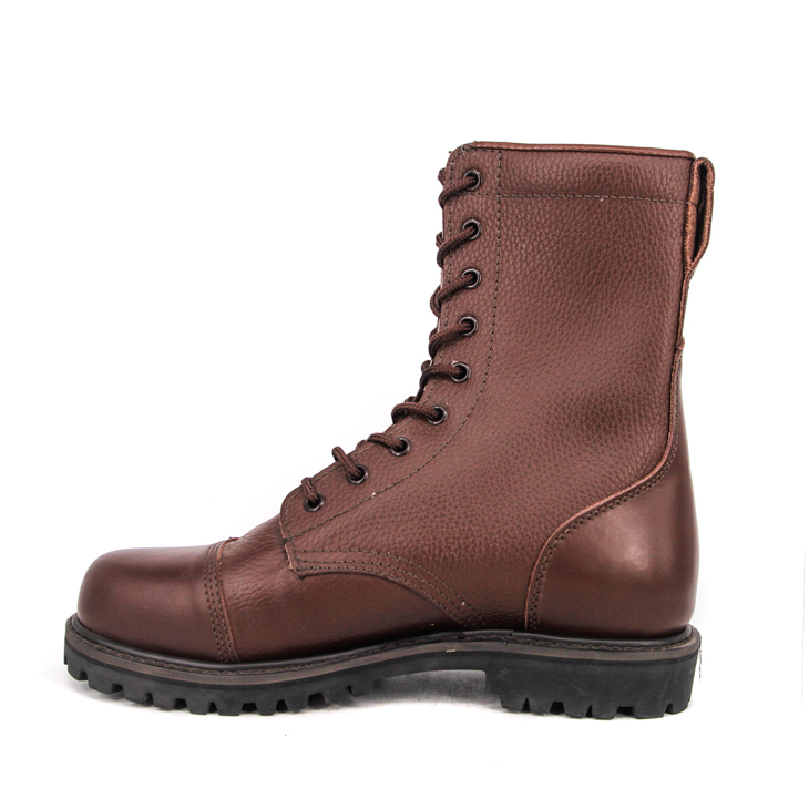 Couleur marron de combat militaire dans les bottes en cuir complet de l'armée 6208