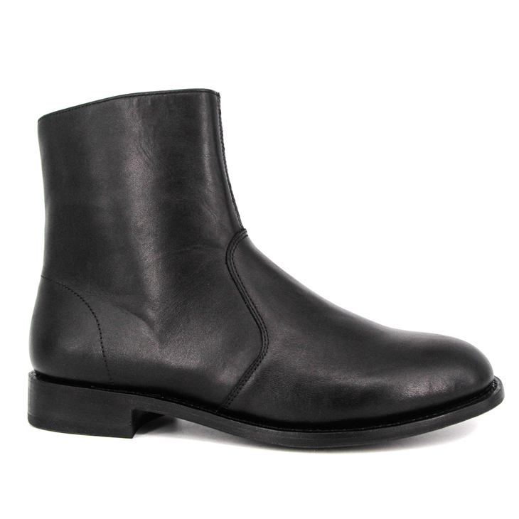 Type de cheville en cuir noir Slip résistant en caoutchouc Sole Chaussures de bureau 1247