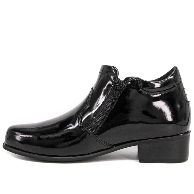 Chaussures de bureau brillantes en cuir bas brevet à talon 1113