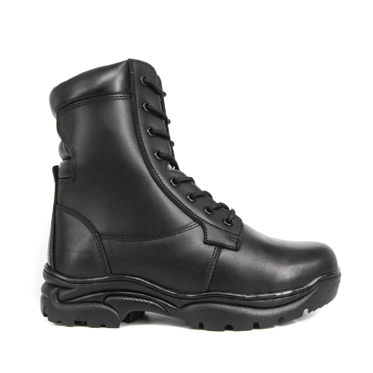 Hommes combattant les bottes en cuir complet militaire noir 6284