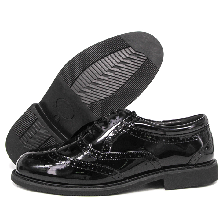 Chaussures de bureau militaire brillant noir brillant 1282