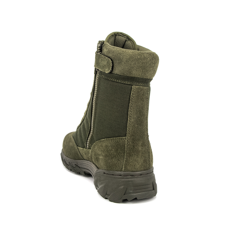 Bottes de désert en cuir zip-zip olive 7254