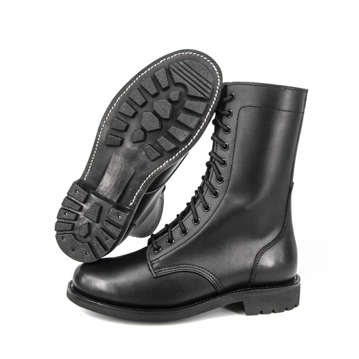 Bottes de cuir authentique noir de l'armée masculine 6276