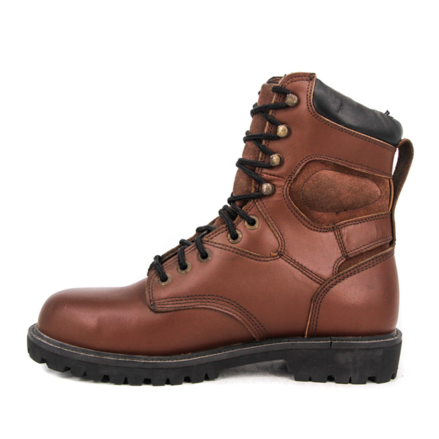 Bottes en cuir complet militaire de la cheville féminine 6274
