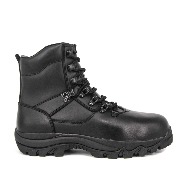 Bottes en cuir de combat de la police noire de la cheville 6105