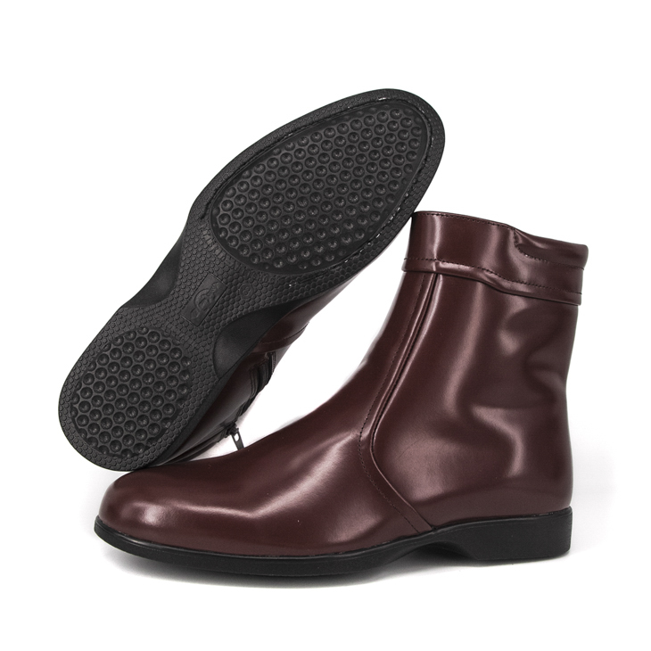 Chaussures de bureau en cuir brun rouge à la cheville 1248