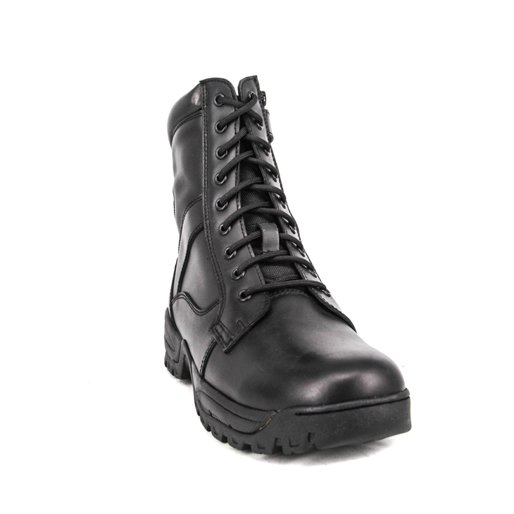 Boots en cuir militaire de police de police noire 6273
