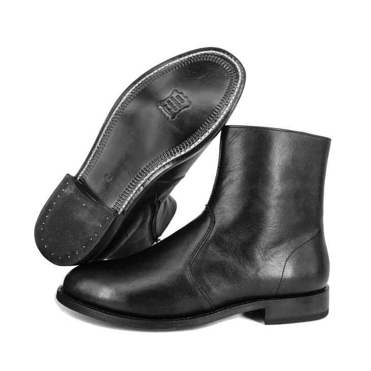 Type de cheville en cuir noir Slip résistant en caoutchouc Sole Chaussures de bureau 1247