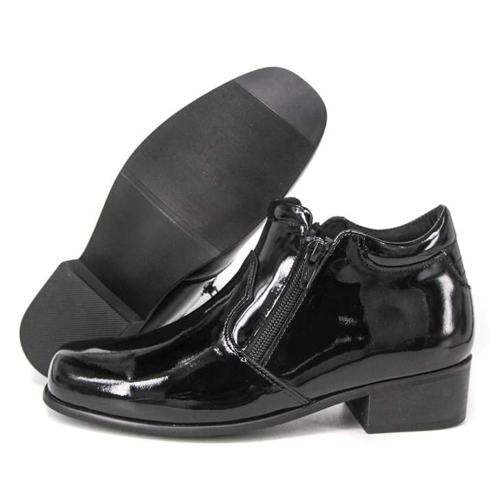 Chaussures de bureau brillantes en cuir bas brevet à talon 1113