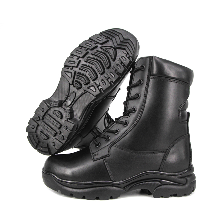 Hommes combattant les bottes en cuir complet militaire noir 6284