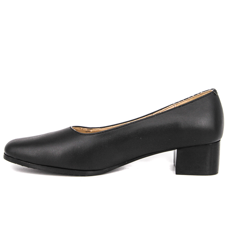 Chaussure de bureau féminine à talon bas noir 