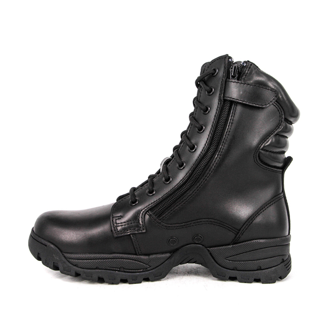 Boots en cuir militaire de police de police noire 6273