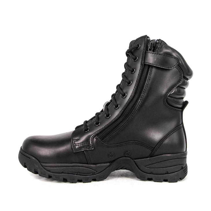 Boots en cuir militaire de police de police noire 6273
