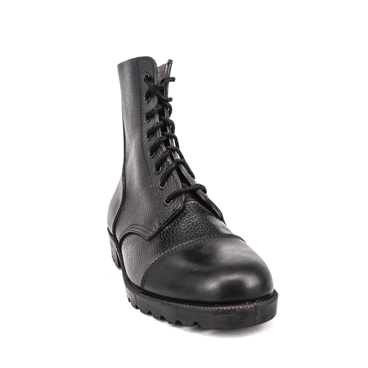 Boots en cuir militaire du bureau des hommes noirs 6120