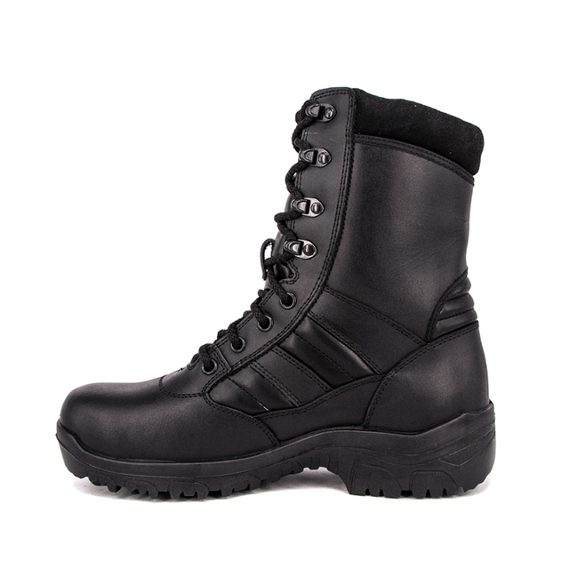 Combatter les bottes en cuir complet en cuir tactique en noir tactique durable 6234