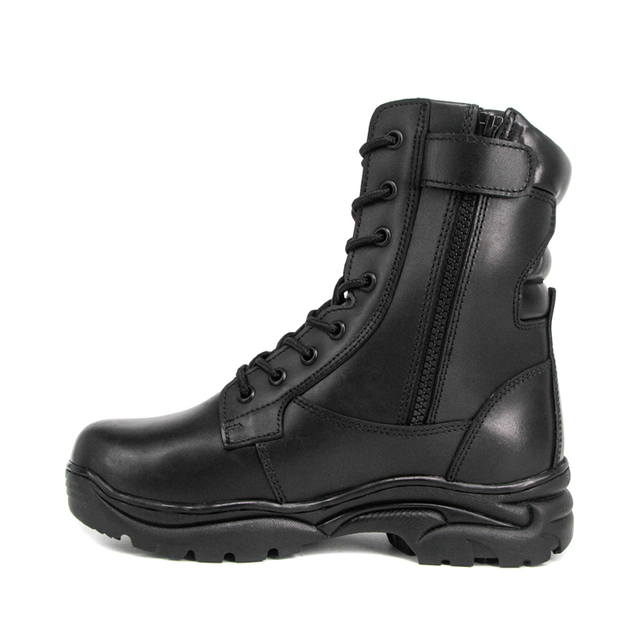 Hommes combattant les bottes en cuir complet militaire noir 6284
