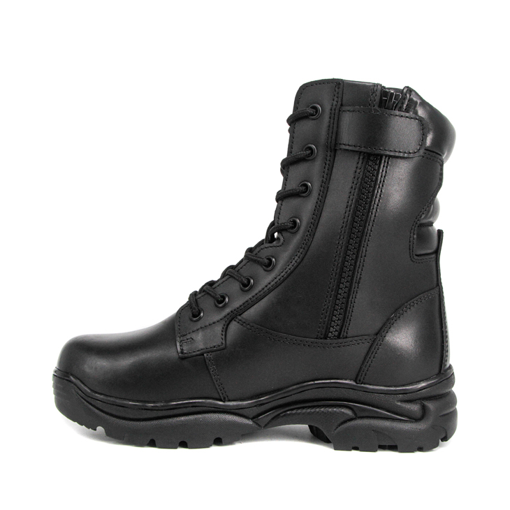 Hommes combattant les bottes en cuir complet militaire noir 6284