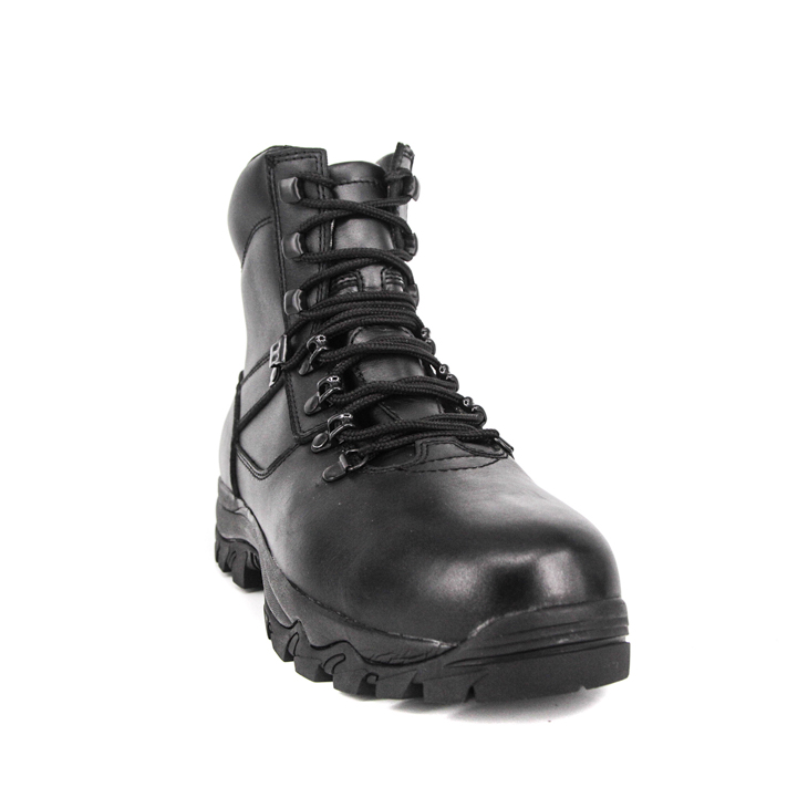 Bottes en cuir de combat de la police noire de la cheville 6105