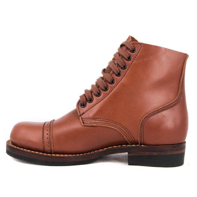 Boots en cuir complet brun rouge féminin 6106