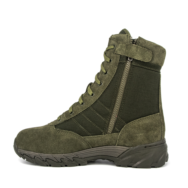 Bottes de désert en cuir zip-zip olive 7254