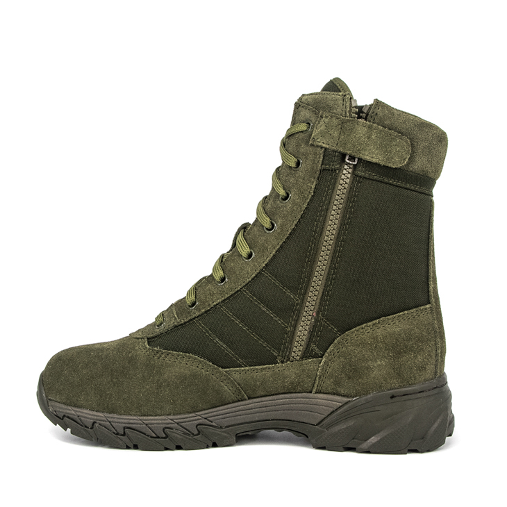 Bottes de désert en cuir zip-zip olive 7254